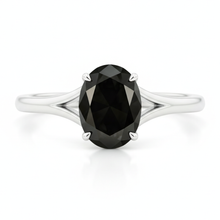 Natural Black Diamond Engagement Ring 5 Carat Oval Solitaire Cathedral 14K White Gold