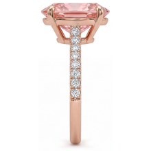 Padparadscha Sapphire Ring 4.3 Carat Lab Grown Oval Pave 14K Rose Gold