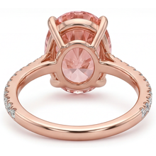 Padparadscha Sapphire Ring 4.3 Carat Lab Grown Oval Pave 14K Rose Gold