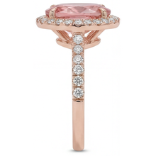 Vintage Padparadscha Sapphire Ring 2.8 Carat Real Oval Halo Pave 14K Rose Gold