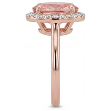 Peach Sapphire Ring 2.8 Carat Natural Oval Padparadscha Halo Plain 14K Rose Gold