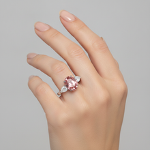Peach Sapphire Engagement Ring 4.1 Carat Real Oval Padparadscha Three Stone Platinum