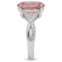 Peach Color Sapphire 2.8 Carat Natural Oval Padparadscha Bypass Ring 14K White Gold