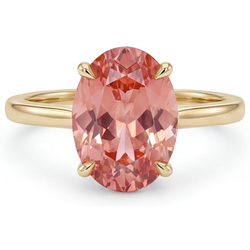 Peach Sapphire Jewelry 2.5 Carat Genuine Oval Padparadscha Solitaire Ring 14K Yellow Gold