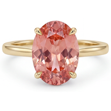 Peach Sapphire Jewelry 2.5 Carat Genuine Oval Padparadscha Solitaire Ring 14K Yellow Gold