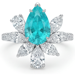 Real VVS Clarity Paraiba Tourmaline Accent Solitaire Ring 1.75 ct
