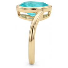 Authentic Paraiba Tourmaline Colored Stone Ring 2.50 ct 14 Karat Yellow Gold – back view