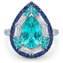 Colored Stone Ring 14K White Gold with Paraiba Tourmaline – main view