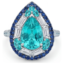 Colored Stone Ring 14K White Gold with Paraiba Tourmaline – front view