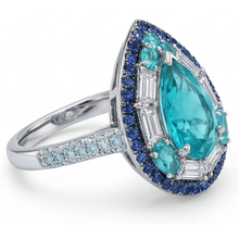 Genuine Paraiba Tourmaline Colored Stone Ring – angle view