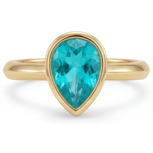 Natural Paraiba Tourmaline Gemstone Ring 1.25 ct 14K Yellow Gold – angle view