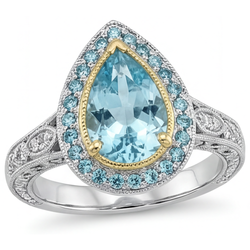 14 Karat Two Tone Gold VVS Clarity Paraiba Tourmaline Halo