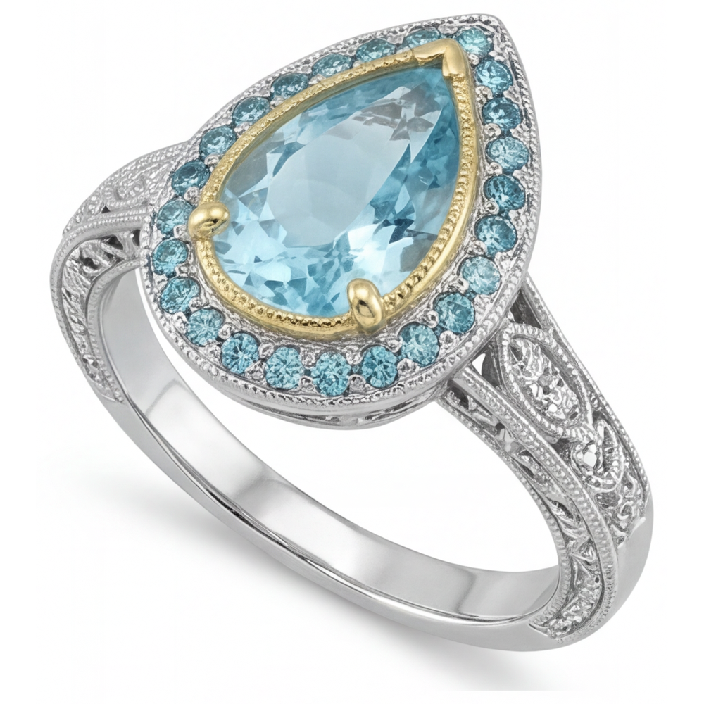 Luxury Paraiba Tourmaline Halo Engagement Ring 2.25 ct – angle view