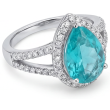 Halo Engagement Ring 14K White Gold with Paraiba Tourmaline – angle view