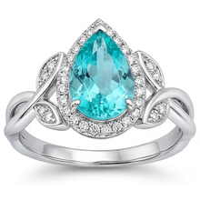 Authentic Paraiba Tourmaline Halo Engagement Ring 3.25 ct 14K White Gold – front view