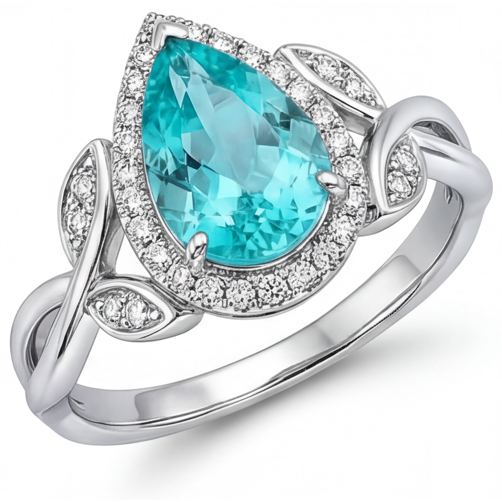 Handmade Halo Engagement Ring 3.25 ct – side view