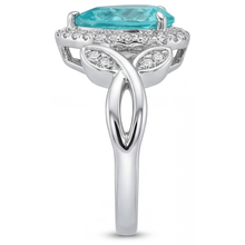 Paraiba Tourmaline Pear Shape Halo Engagement Ring in 14K White Gold – profile view