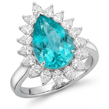 Paraiba Tourmaline Halo Engagement Ring 5-ct 14K White Gold – main view
