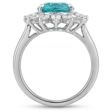Paraiba Tourmaline Pear Shape Halo Engagement Ring in 14K White Gold – profile view