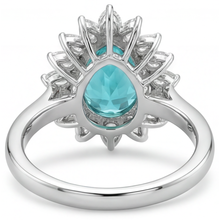 Halo Engagement Ring 14K White Gold with Paraiba Tourmaline – top view