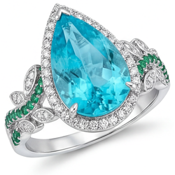 Handmade Halo Engagement Ring with VVS Paraiba Tourmaline – 5.75