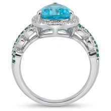 Paraiba Tourmaline Halo Engagement Ring 5.75-ct 14K White Gold – profile view