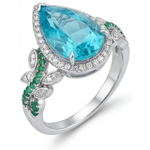Halo Engagement Ring 14K White Gold with Paraiba Tourmaline – top view
