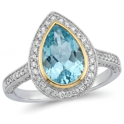 Paraiba Tourmaline VVS Halo Ring 1.75 ct in 14 Karat Two Tone