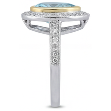 Halo Ring 14 Karat Two Tone Gold with Paraiba Tourmaline – top view