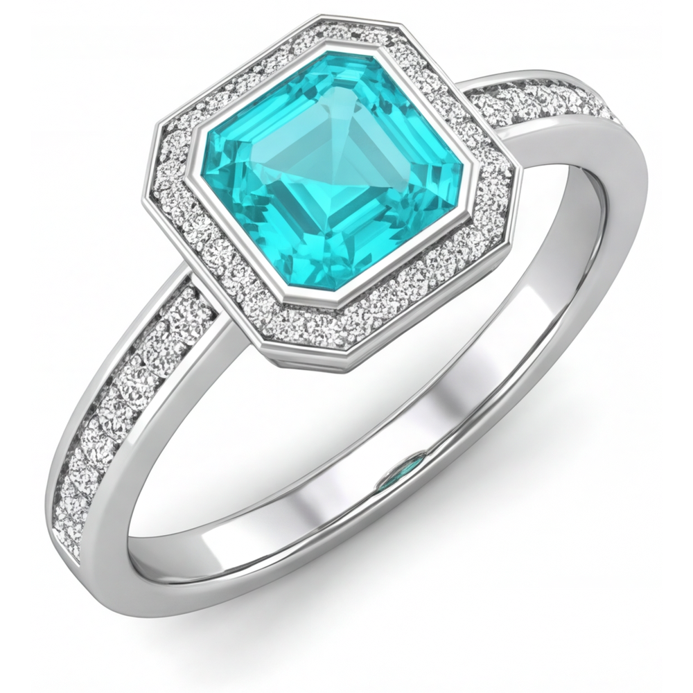 Artisan Paraiba Tourmaline Halo Ring 3.50 ct – main view