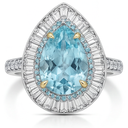 Paraiba Tourmaline VVS Clarity Halo Ring 7 ct in 14K Two Tone