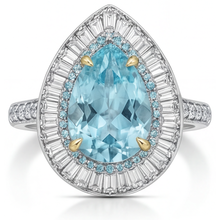 Paraiba Tourmaline Pear Cut Halo Ring in 14K Two Tone Gold – main view