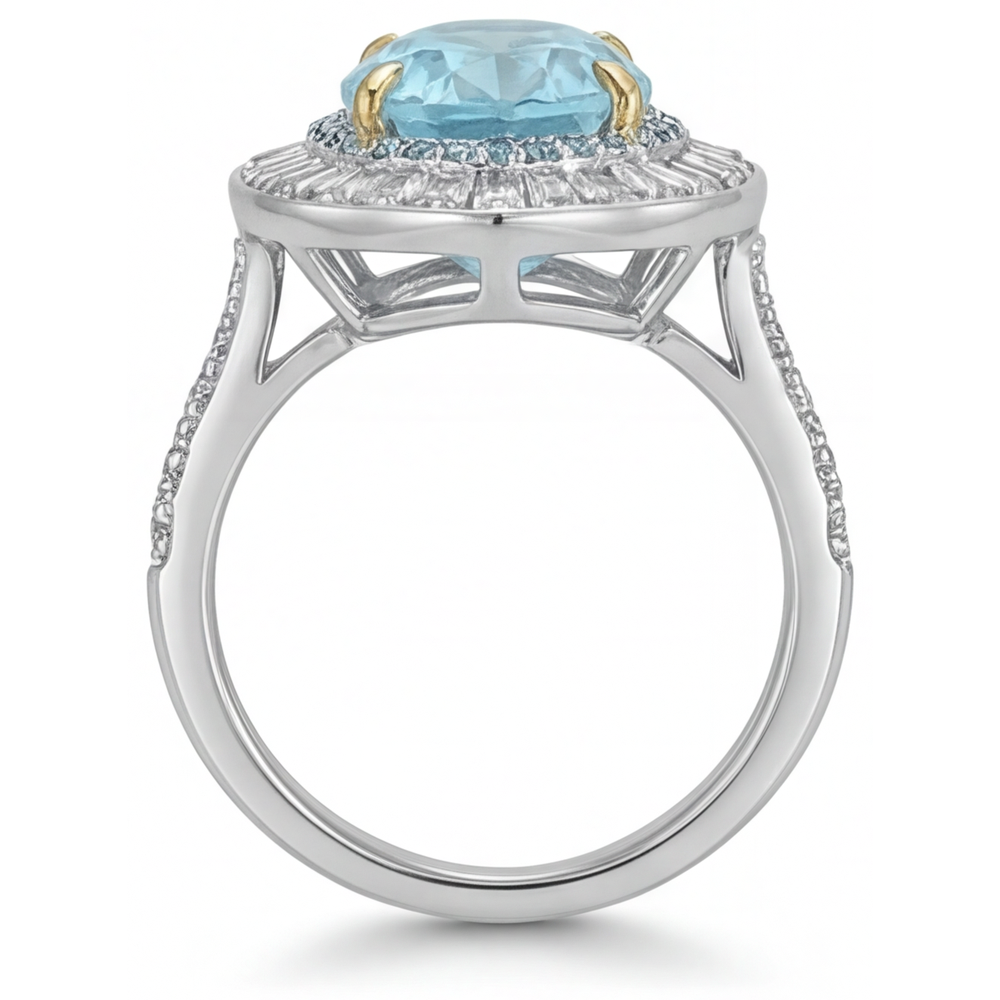 Real Paraiba Tourmaline Halo Ring – top view
