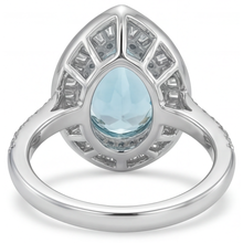 Pear Cut Paraiba Tourmaline ring in 14K Two Tone Gold – back view
