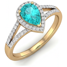 Natural Paraiba Tourmaline Halo Setting Ring – side view