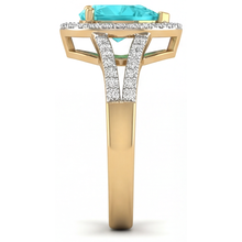 Natural Paraiba Tourmaline Halo Setting Ring 2 ct 14 Karat Two Tone Gold – top view