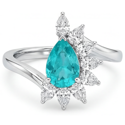Luxury VVS Paraiba Tourmaline Halo Setting Ring – 2.50 ct 14