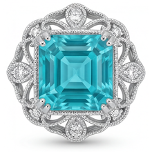 Asscher Paraiba Tourmaline ring in 14K White Gold – main view