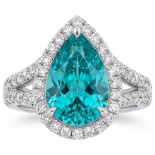 Pear Cut Paraiba Tourmaline ring in 14K White Gold – main view