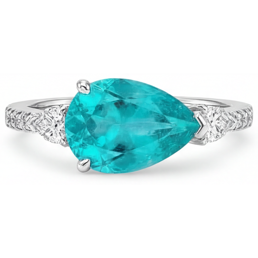 Real Paraiba Tourmaline Precious Stone Ring – main view