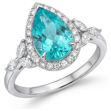 Precious Stone Ring 14K White Gold with Paraiba Tourmaline – side view