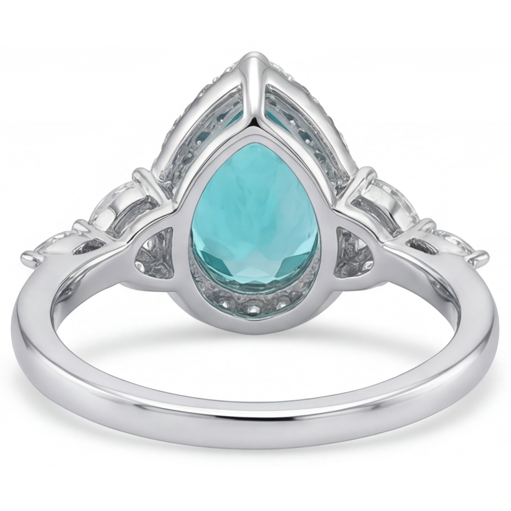 Paraiba Tourmaline Precious Stone Ring 2.25-ct 14K White Gold – top view