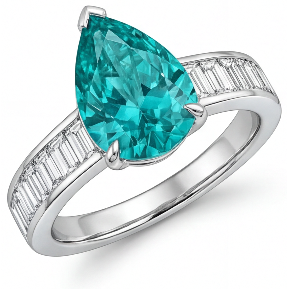 Paraiba Tourmaline Precious Stone Ring 2.50-ct 14K White Gold – main view