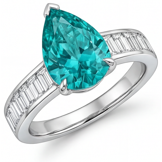 Paraiba Tourmaline Precious Stone Ring 2.50-ct 14K White Gold – main view