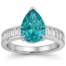 Earth-Mined Paraiba Tourmaline Precious Stone Ring 2.50 ct 14K White Gold – front view