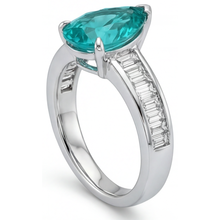 Paraiba Tourmaline Precious Stone Ring 2.50-ct 14K White Gold – profile view