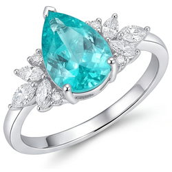 Earth-Mined Pear Cut Paraiba Tourmaline Precious Stone Ring – 3