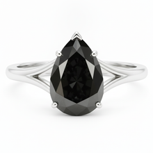 Black Hills Gold Diamond Ring 6 Carat Genuine Pear Solitaire Cathedral 14K White