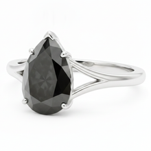 Black Hills Gold Diamond Ring 6 Carat Genuine Pear Solitaire Cathedral 14K White
