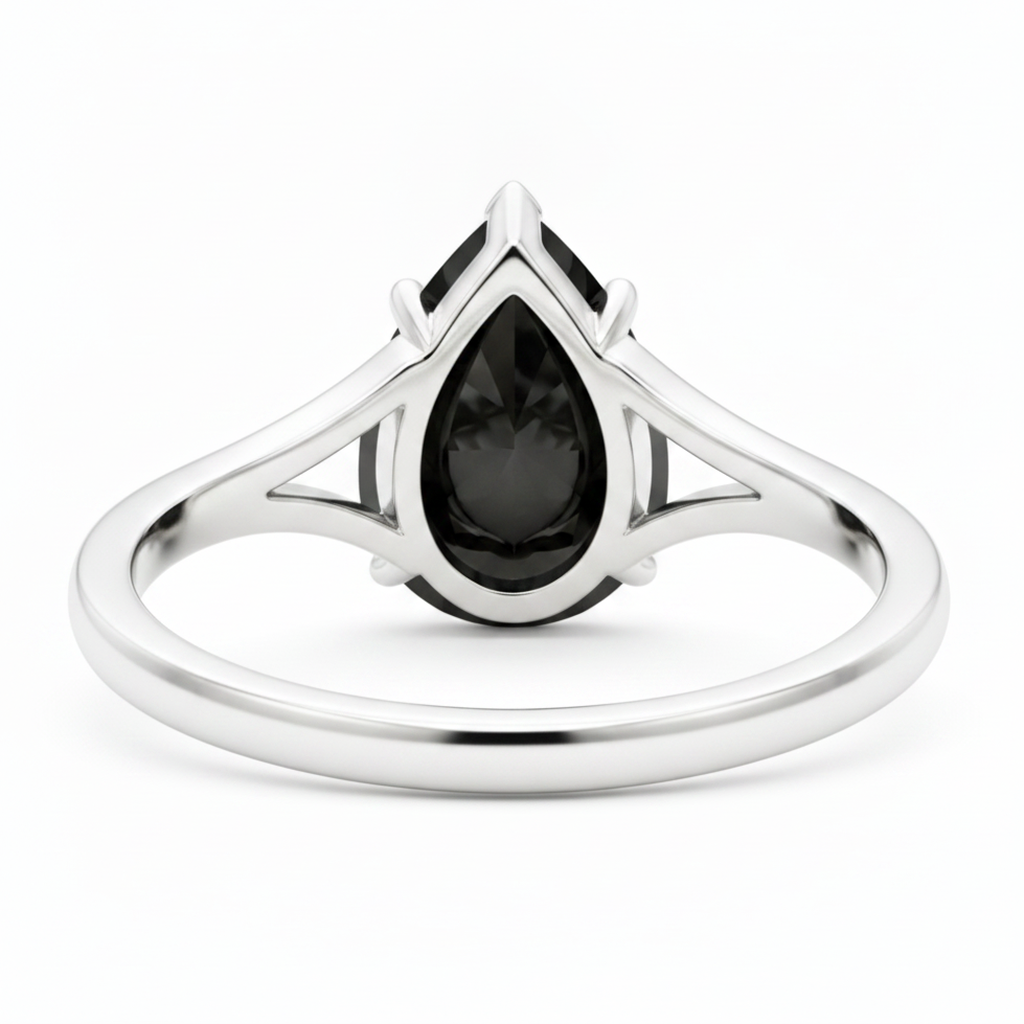 Black Hills Gold Diamond Ring 6 Carat Genuine Pear Solitaire Cathedral 14K White